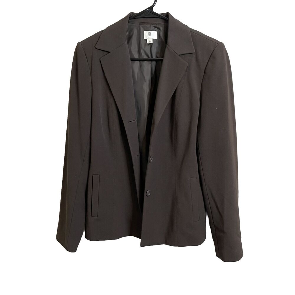 Apt. 9 Womens Suit Jacket Plus Size 6 Brown 3 Button Poly Blend Lined Blazer